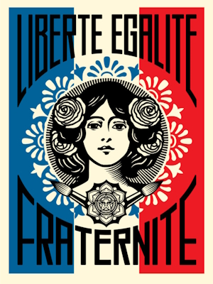 Liberte Egalite France white 300x400 Copyright Obey